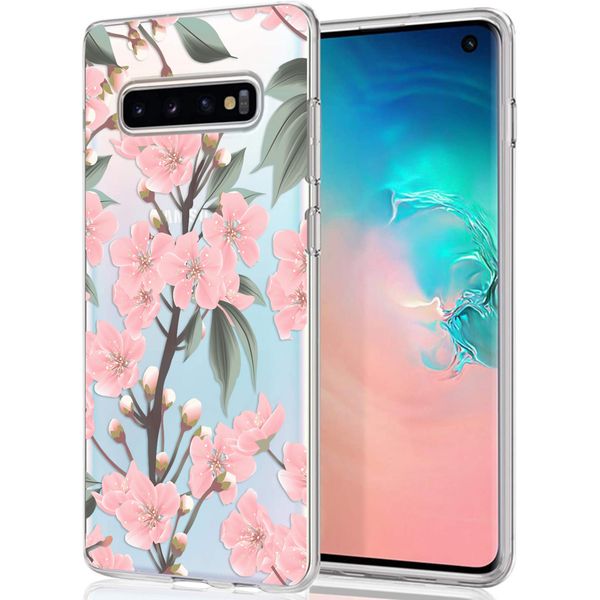 imoshion Design hoesje Samsung Galaxy S10 - Bloem - Roze / Groen