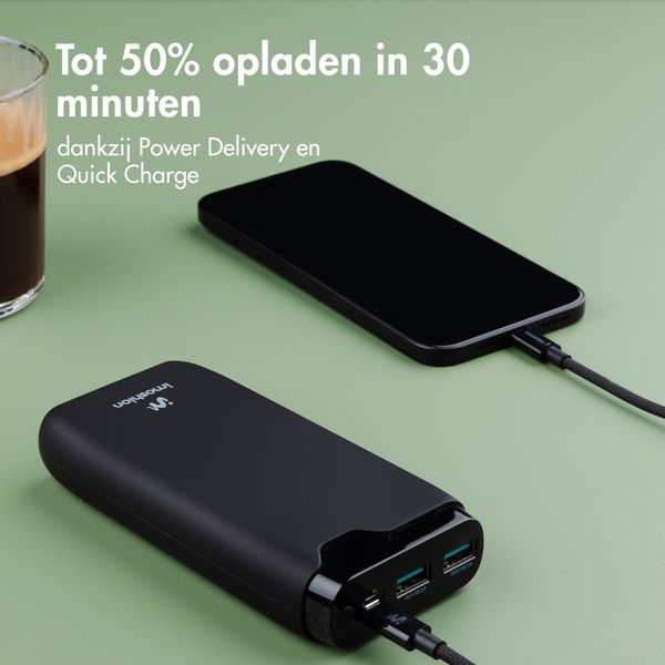 imoshion Powerbank 20.000 mAh - 22,5W Snellader - USB-C / USB-A - Zwart