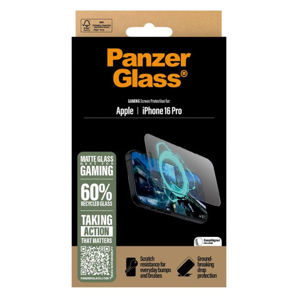 PanzerGlass Gaming Screenprotector Ultra Wide Fit met applicator Apple iPhone 16 Pro