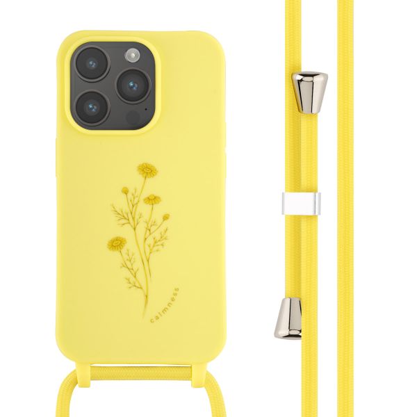 imoshion Siliconen design hoesje met koord iPhone 14 Pro - Flower Yellow