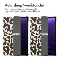 imoshion Design Trifold Bookcase Samsung Galaxy Tab S10 Lite / S9 11.0 inch / Tab S10 FE / S9 FE 10.9 inch - Leopard