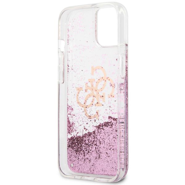 Guess 4G Logo Liquid Glitter Backcover Apple iPhone 13 - Roze