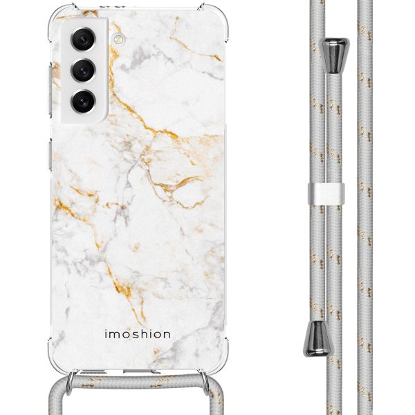 imoshion Design hoesje met koord Samsung Galaxy S21 - White Marble