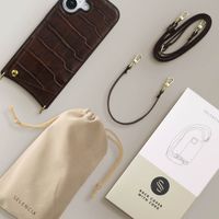 Selencia Nova Croco Phone Case with Cord and Card Holder Apple iPhone 17 - Choco Brown