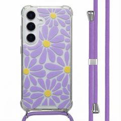 imoshion Design hoesje met koord Samsung Galaxy S25 - Tropical Violet Flowers Connect