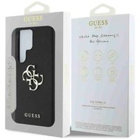 Guess 4G Metal Logo Saffiano Backcover Samsung Galaxy S25 Ultra - Zwart