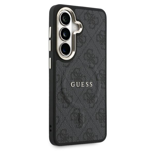 Guess 4G Leather Backcover met MagSafe Samsung Galaxy S26 - Gold Edge - Black