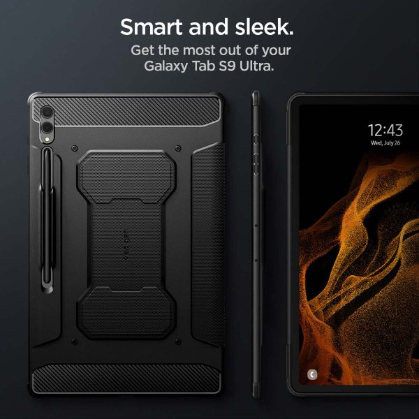 Spigen Rugged Armor Pro Bookcase Samsung Galaxy Tab S9 Ultra - Zwart