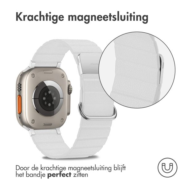 imoshion Magnetisch lederen bandje Apple Watch Series 1-10 / SE / Ultra (2) - 42/44/45/46/49 mm - Wit