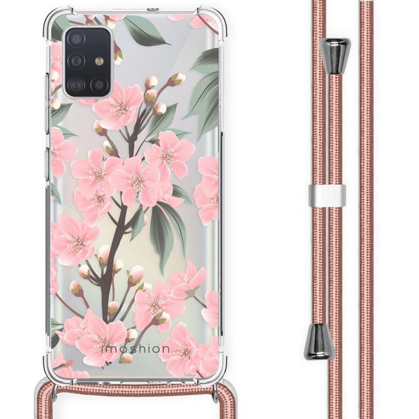 imoshion Design hoesje met koord Samsung Galaxy A51 - Bloem - Roze / Groen