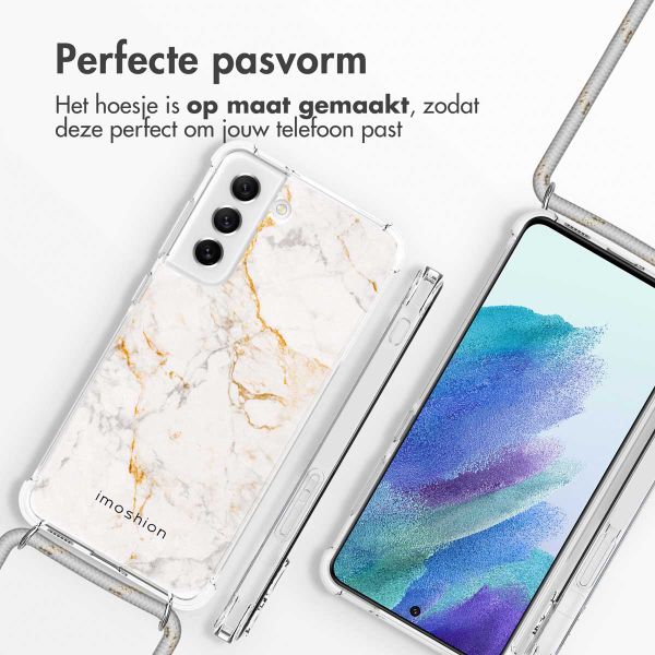 imoshion Design hoesje met koord Samsung Galaxy S21 FE - White Marble