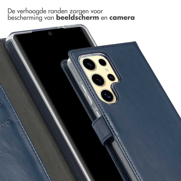 Selencia Echt Lederen Bookcase Samsung Galaxy S25 Ultra - Blauw