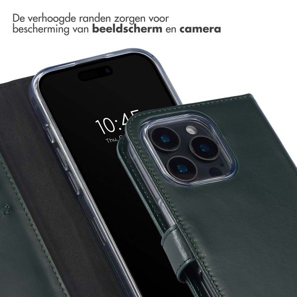 Selencia Echt Leren Bookcase Apple iPhone 16 Pro - Groen
