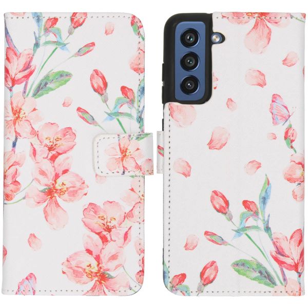 imoshion Design Softcase Bookcase Samsung Galaxy S21 FE - Blossom Watercolor White