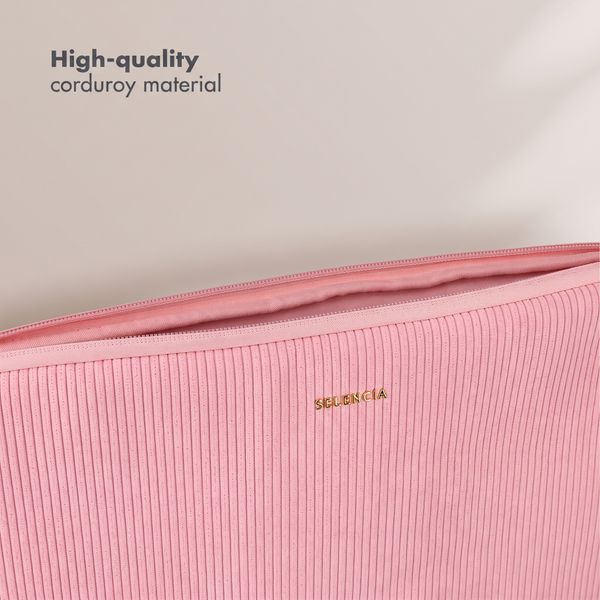 Selencia Corduroy Laptop hoes 15-16 inch - Laptopsleeve - Soft Blush