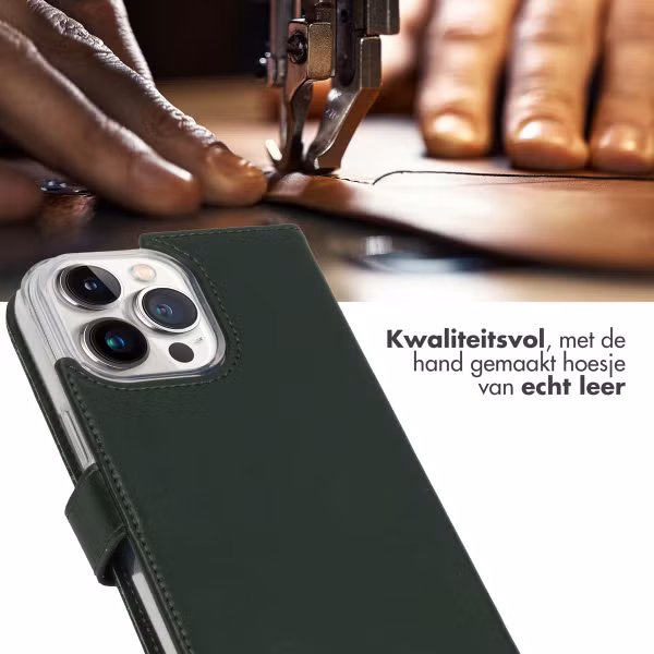 Selencia Echt Leren Bookcase Apple iPhone 14 Pro Max - Groen