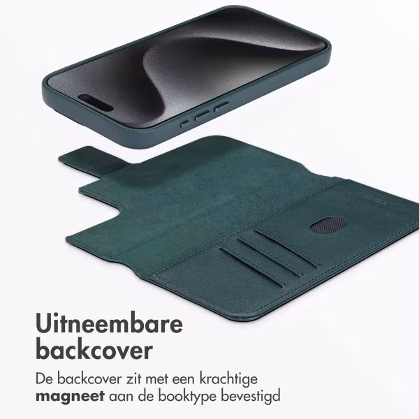 Accezz Leather Bookcase 2-in-1 met MagSafe Apple iPhone 15 Pro Max - Cedar Green