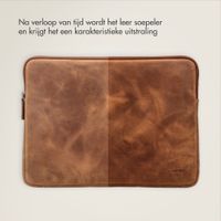 Accezz Leather Laptop hoes met rits 13-14 inch - Laptopsleeve - Cognac