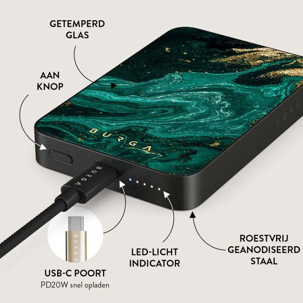 Burga Magnetic Powerbank 5.000 mAh - Geschikt voor MagSafe | Emerald Pool - Gunmetal