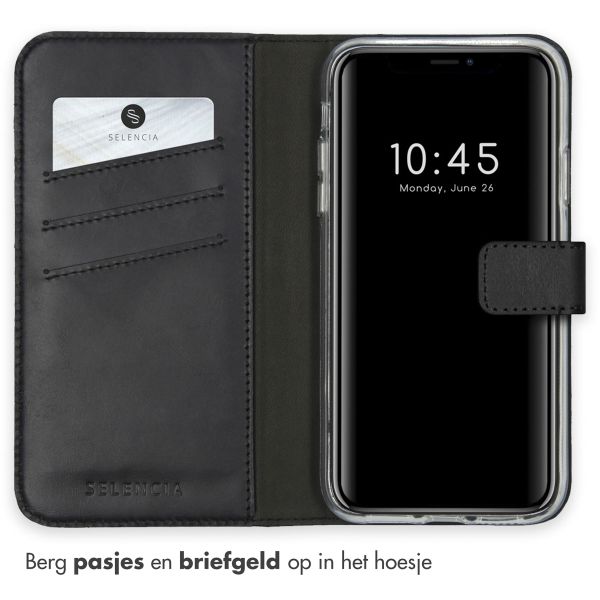 Selencia Echt Leren Bookcase Apple iPhone X / Xs - Zwart