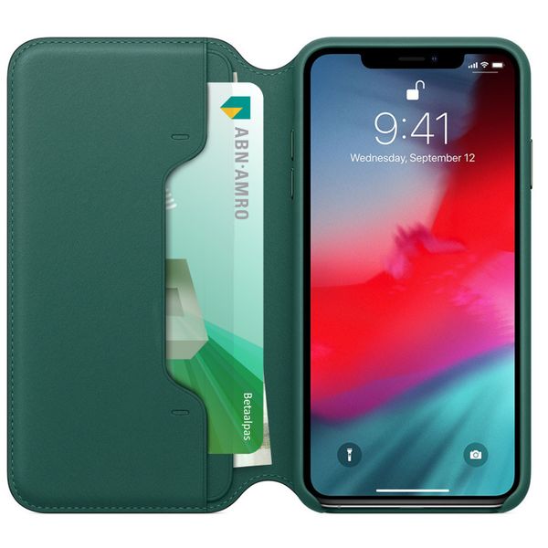 Apple Leather Folio Bookcase iPhone Xs Max - Forest Green