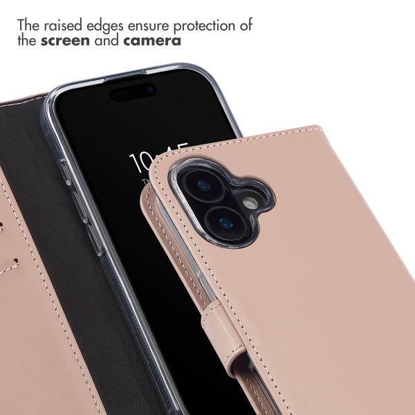 Selencia Genuine Leather Book Case Apple iPhone 16 Plus - Dusty Pink