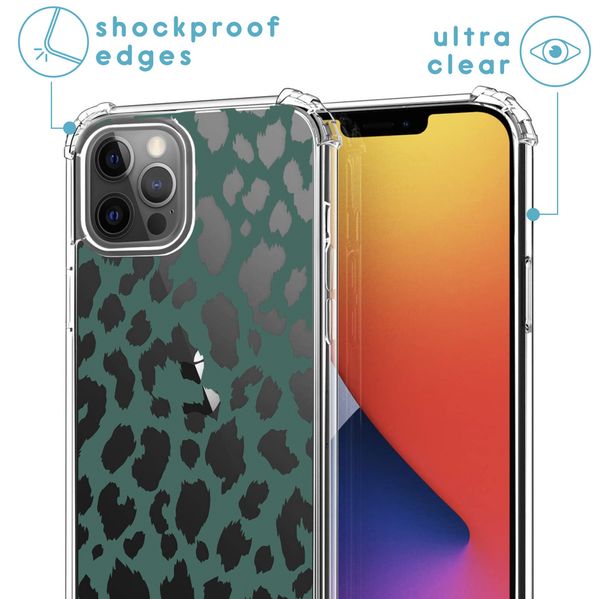 imoshion Design hoesje met koord iPhone 12 (Pro) - Luipaard - Groen