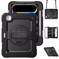 Accezz Rugged Backcover met schouderstrap Apple iPad Pro 11 (2024) M4 - Zwart