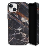 Selencia Aurora Fashion Backcover iPhone 15 Plus - Duurzaam hoesje - 100% gerecycled - Zwart Marmer