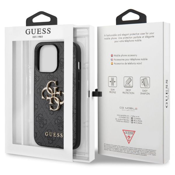 Guess 4G Metal Logo Backcover Apple iPhone 13 Pro Max - Grijs