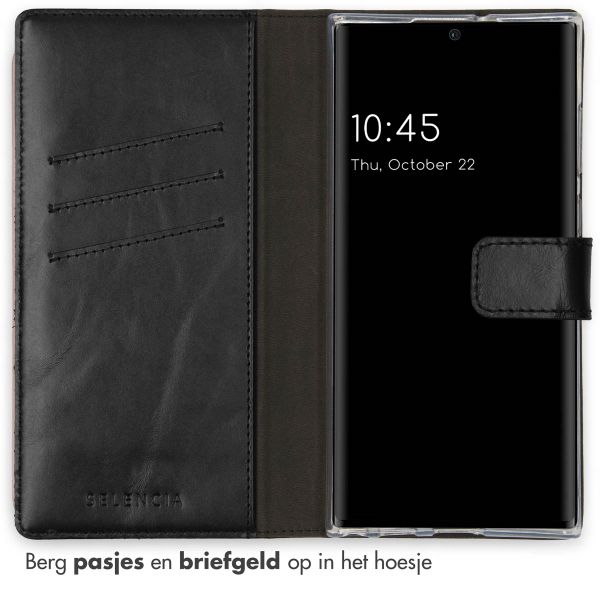Selencia Echt Leren Bookcase Samsung Galaxy S22 Ultra - Zwart