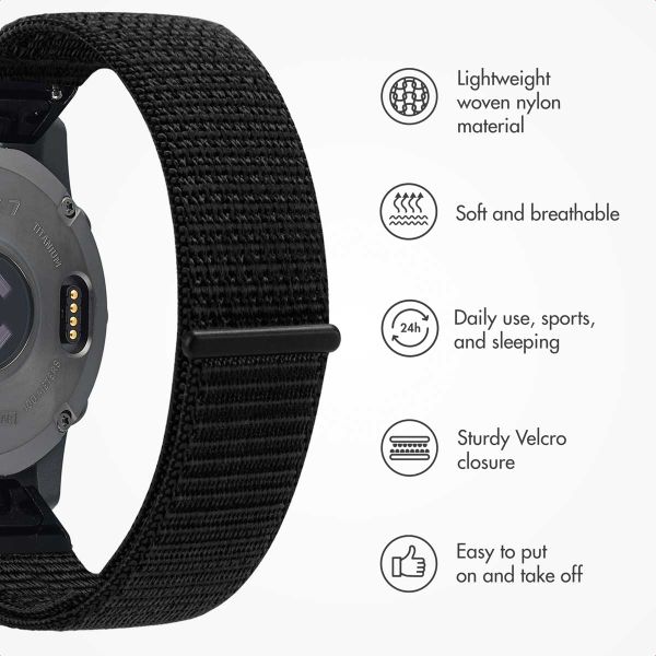 imoshion QuickFit® Nylon Band - Garmin 20 mm Connector - Size L/XL - Black