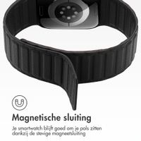 Accezz Magnetisch echt lederen bandje Apple Watch | 38/40/41/42 mm - Zwart