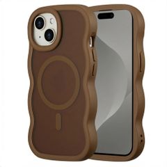 Selencia Wavy Backcover met MagSafe Apple iPhone 15 - Mocha Brown