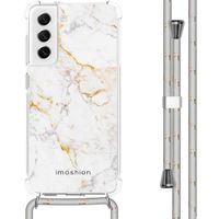 imoshion Design hoesje met koord Samsung Galaxy S21 FE - White Marble