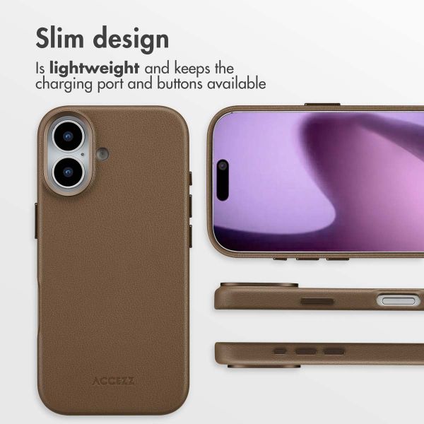 Accezz Leather Back Cover with MagSafe Apple iPhone 17 - Coffee Brown