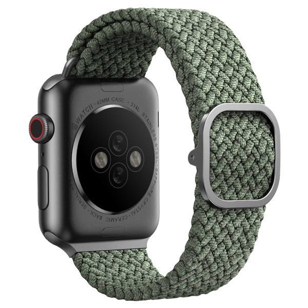 Uniq Aspen Braided bandje Apple Watch Series 1 t/m 9 / SE (38/40/41 mm) | Series 10 (42 mm) - Cypress Green