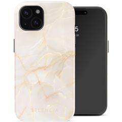 Selencia Vivid Backcover met MagSafe Apple iPhone 15 - Golden Beige Marble