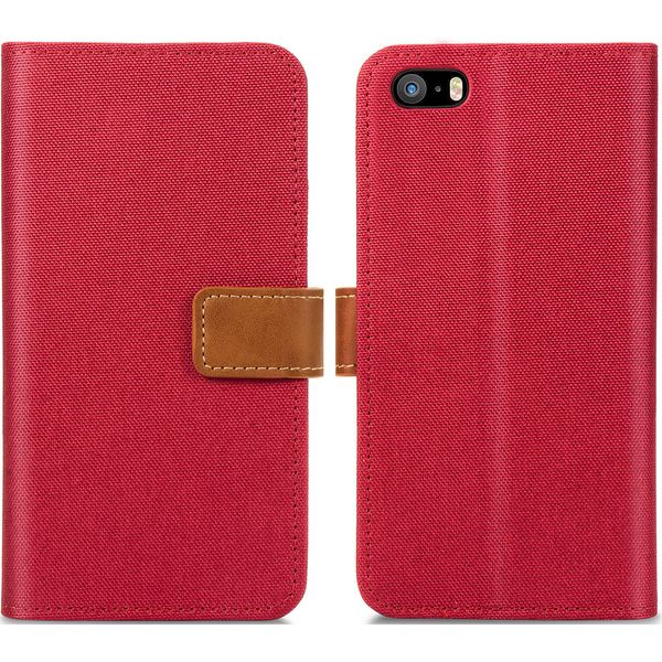 imoshion Luxe Canvas Bookcase iPhone SE / 5 / 5s - Rood