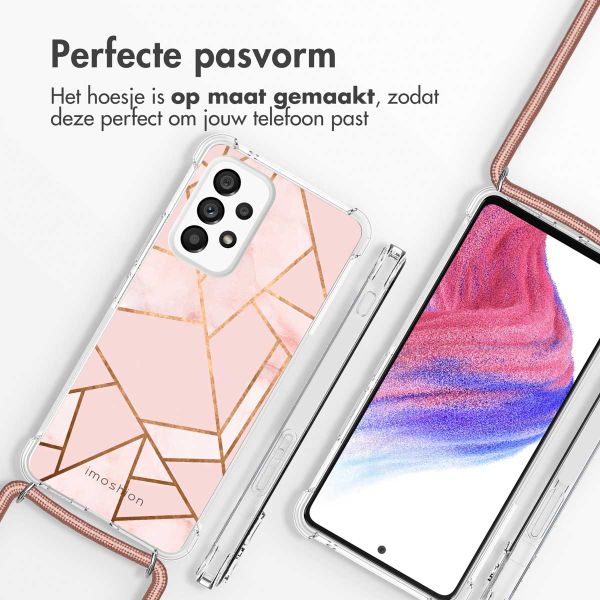 imoshion Design hoesje met koord Samsung Galaxy A53 - Grafisch Koper - Roze / Goud