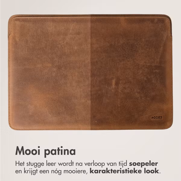 Accezz Leather Laptop hoes Apple MacBook 13 inch - Laptopsleeve - Cognac