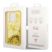 Guess Liquid Glitter Backcover iPhone 14 Pro Max - Geel