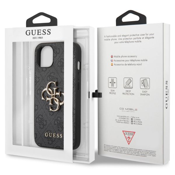 Guess 4G Metal Logo Backcover Apple iPhone 13 - Grijs