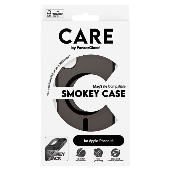 CARE by PanzerGlass Smokey Urban Combat Case MagSafe iPhone 16 - Zwart