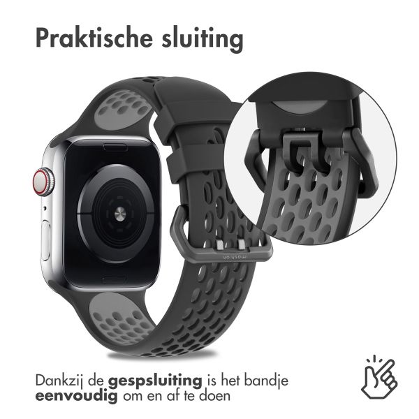 imoshion Siliconen sport bandje gesp Apple Watch Series 1 t/m 9 / SE (38/40/41 mm) | Series 10 (42 mm) - Zwart / Grijs