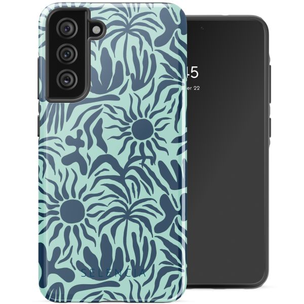 Selencia Vivid Tough Backcover Samsung Galaxy S21 FE - Tropical Vibes Light Blue