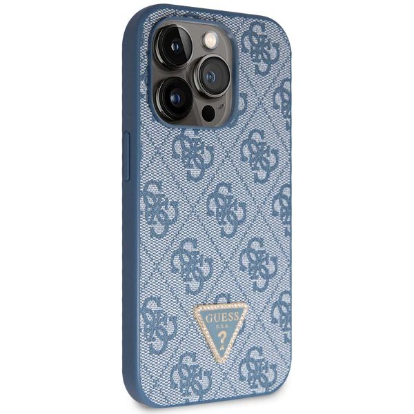 Guess 4G Logo Triangle Strass Backcover Apple iPhone 15 Pro - Blauw