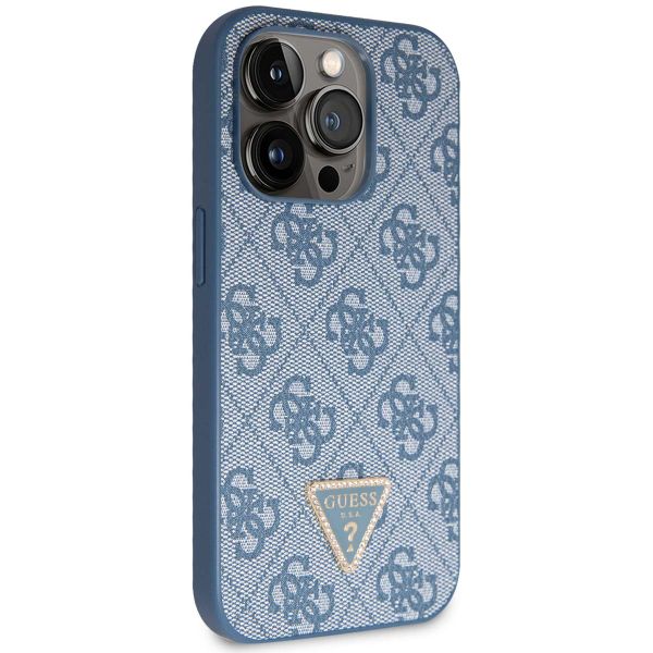 Guess 4G Logo Triangle Strass Backcover iPhone 15 Pro - Blauw