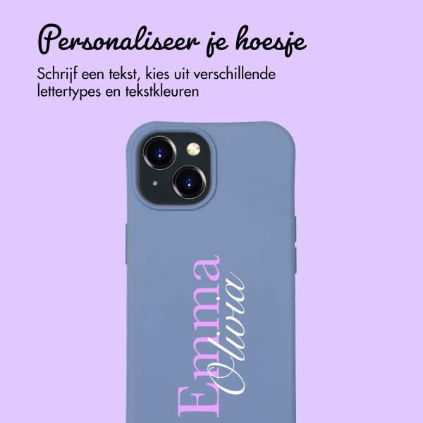 Gepersonaliseerd Color Backcover MagSafe met afneembaar koord en naam  iPhone 15 - Ash Blue