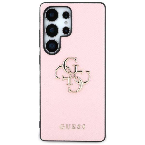 Guess 4G Metal Logo Saffiano Backcover Samsung Galaxy S25 Ultra - Roze